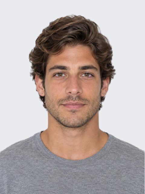 Exemplo de foto 3x4 para 3x4 comum com fundo cinza claro